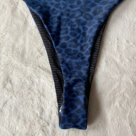 New! Acacia Mateo bikini bottom leopard animal print blue Amur 19792 - Picture 6 of 13